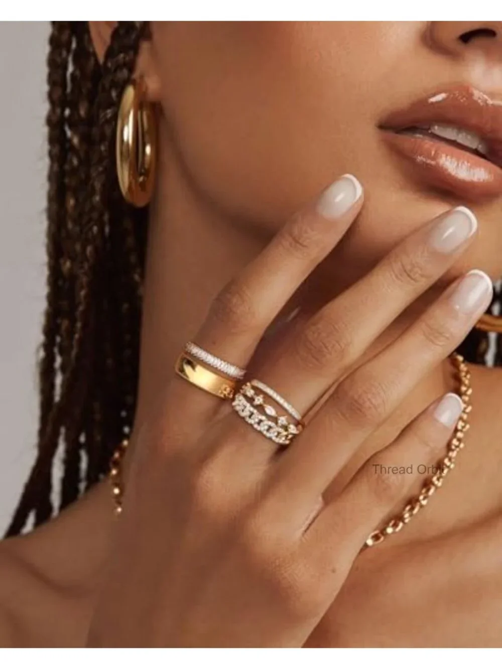 14K Gold Plated Stacking Cubic Zirconia Rings Set Dainty Statement